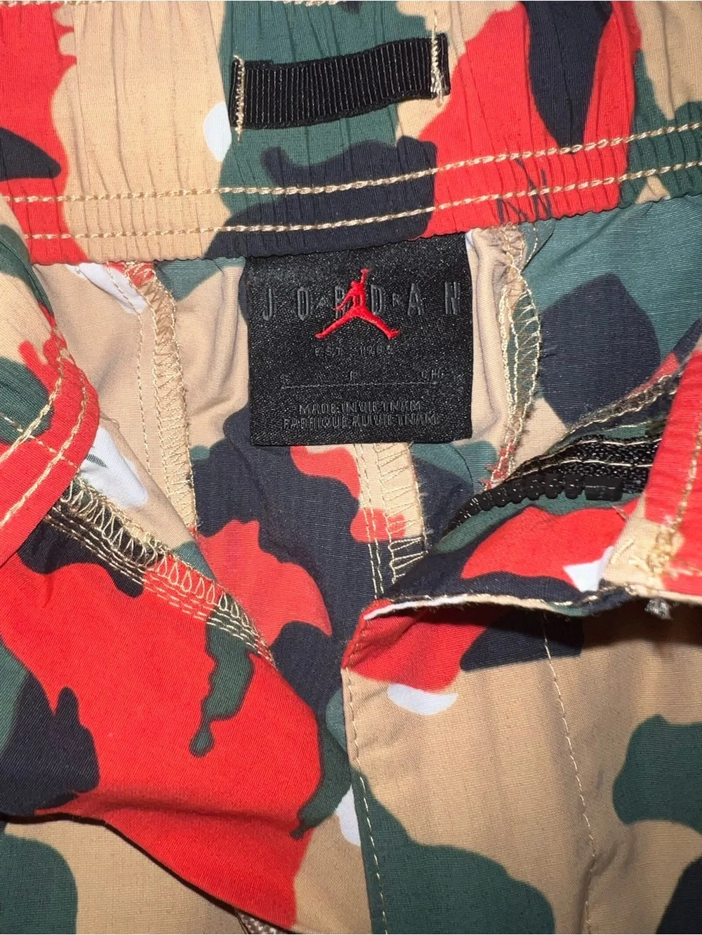 Jordan Men’s Camo Cargo Pants in Red, Green, Tan, Black